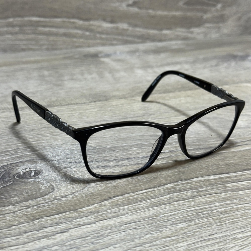 Ellen Tracy Alessandria Black Eyeglass Frames Women 52-16 135 Silver Accents